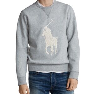 POLO Gray Big Pony Long Sleeve Crew Neck Sweatshirt